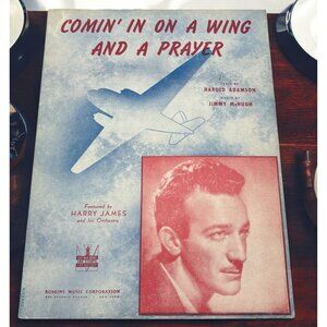 Comin In on a Wing and a Prayer Vtg Piano Sheet Music Harold Adamson 1943 WWII